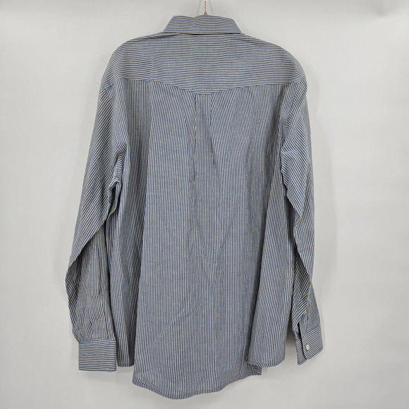 Alan Flusser Large Button Down Long Sleeve Shirt Blue Multicolor Striped - Picture 3 of 9